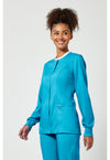 Turquoise - Cherokee Cherokee WW Revolution Women's Scrub Jacket - Left Side View