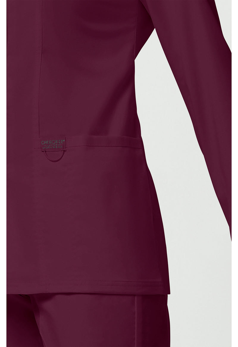 Wine - Cherokee Cherokee WW Revolution Women's Scrub Jacket - Detail 4 View