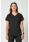Black - Cherokee WW Revolution Women's Scrub Top - Front View