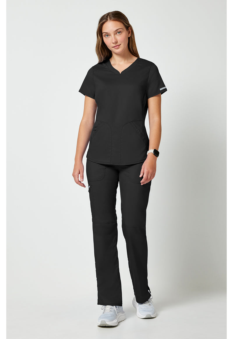 Black - Cherokee Cherokee WW Revolution Women's Scrub Top - Detail 1 View