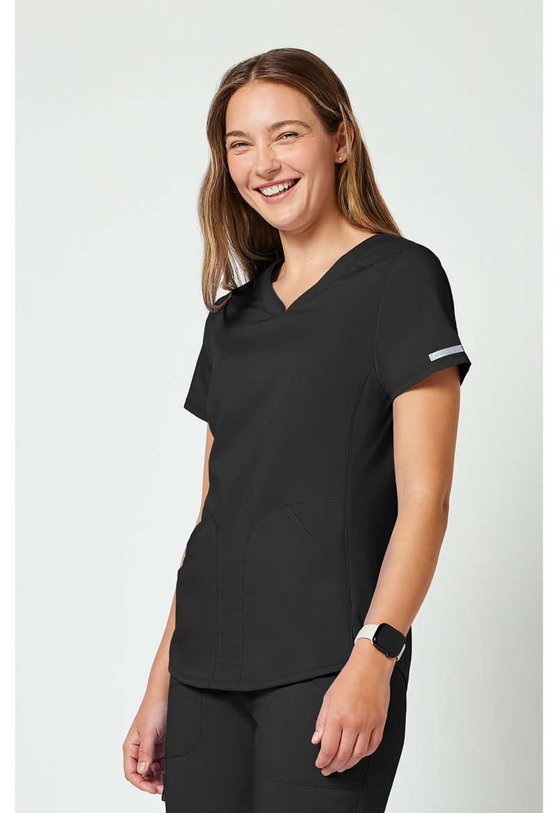 Black - Cherokee Cherokee WW Revolution Women's Scrub Top - Left Side View
