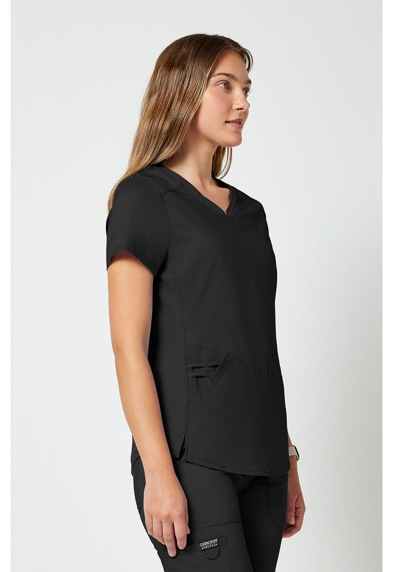Black - Cherokee Cherokee WW Revolution Women's Scrub Top - Right Side View
