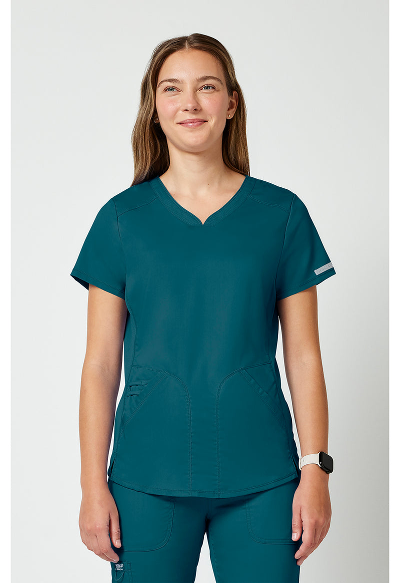 Caribbean Blue - Cherokee WW Revolution Women's Scrub Top - Front View