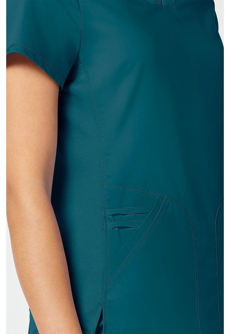 Caribbean Blue - Cherokee Cherokee WW Revolution Women's Scrub Top - Detail 3 View