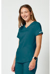 Caribbean Blue - Cherokee Cherokee WW Revolution Women's Scrub Top - Left Side View