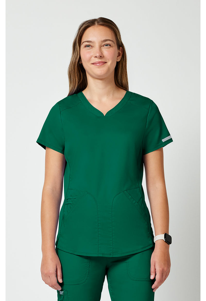Hunter Green - Cherokee WW Revolution Women's Scrub Top - Front View
