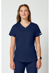 Navy - Cherokee WW Revolution Women's Scrub Top - Front View