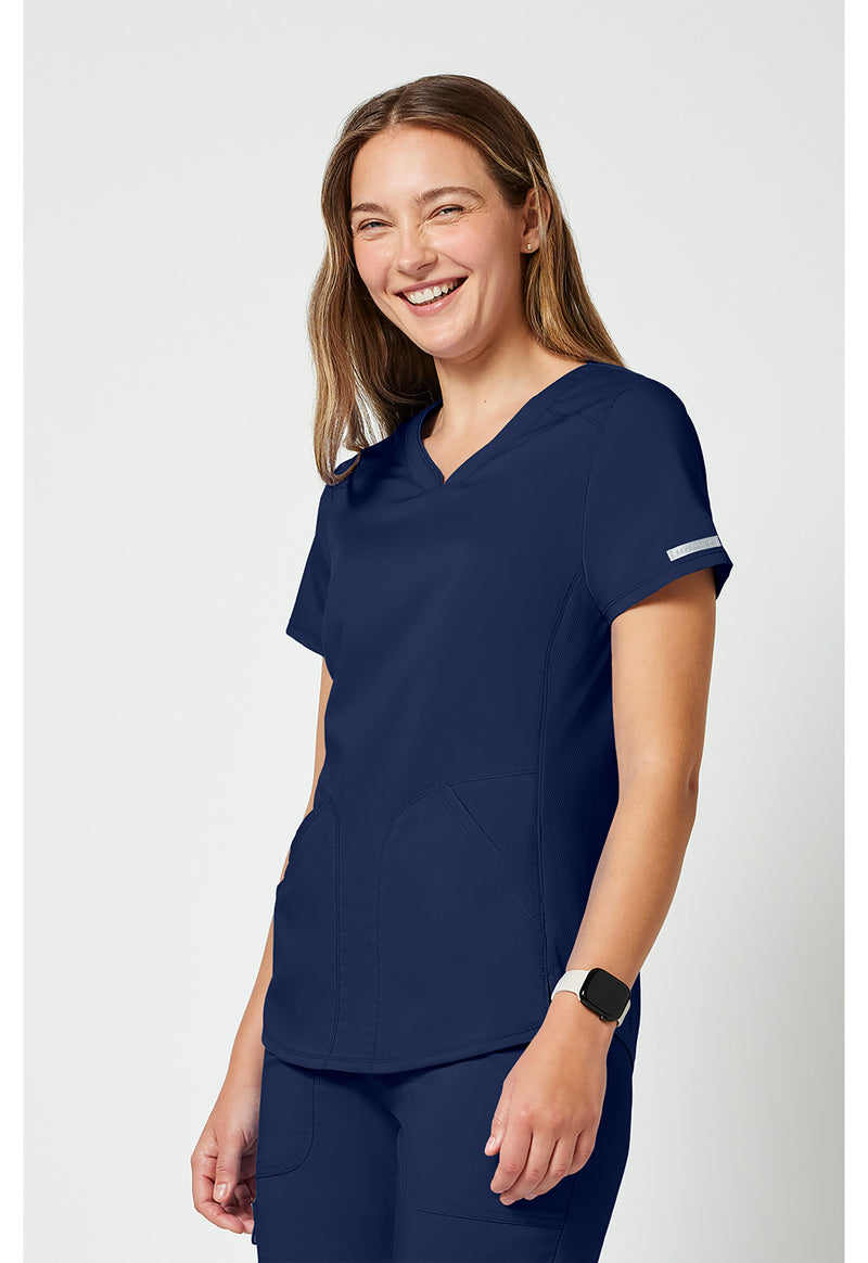 Navy - Cherokee Cherokee WW Revolution Women's Scrub Top - Left Side View