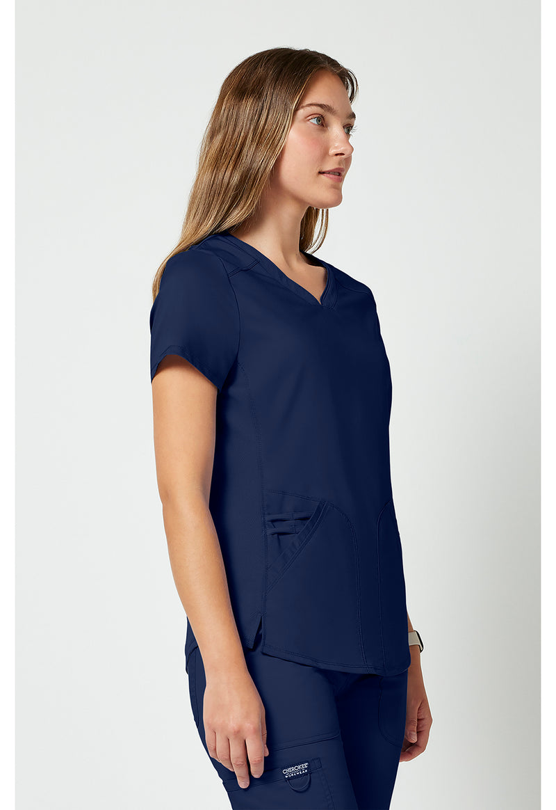 Navy - Cherokee Cherokee WW Revolution Women's Scrub Top - Right Side View