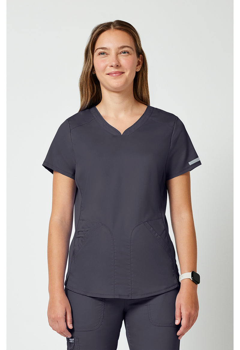 Pewter - Cherokee WW Revolution Women's Scrub Top - Front View
