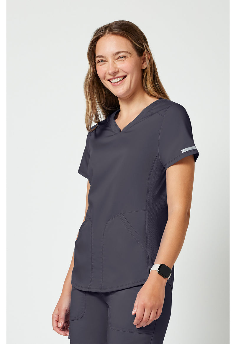 Pewter - Cherokee Cherokee WW Revolution Women's Scrub Top - Left Side View