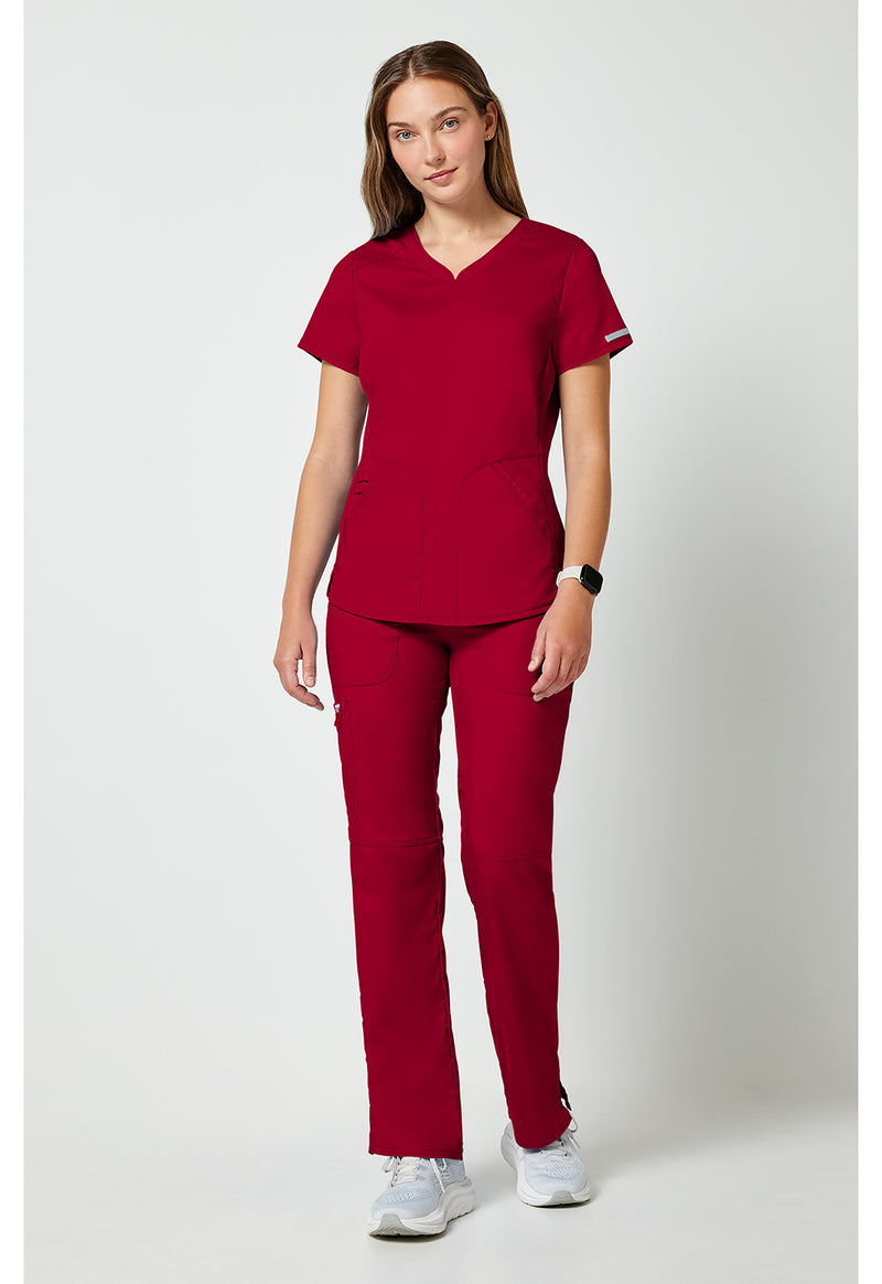Red - Cherokee Cherokee WW Revolution Women's Scrub Top - Detail 1 View