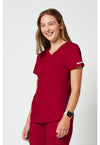 Red - Cherokee Cherokee WW Revolution Women's Scrub Top - Left Side View