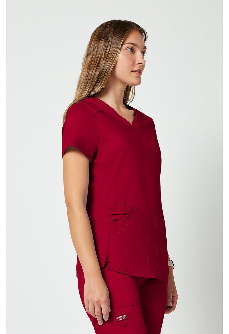 Red - Cherokee Cherokee WW Revolution Women's Scrub Top - Right Side View