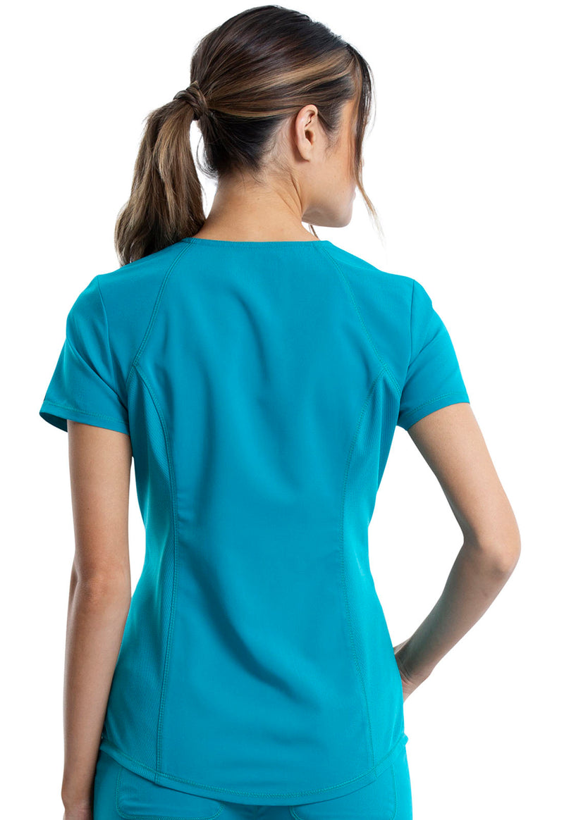 Teal Blue - Cherokee WW Revolution Women's Scrub Top - Back View