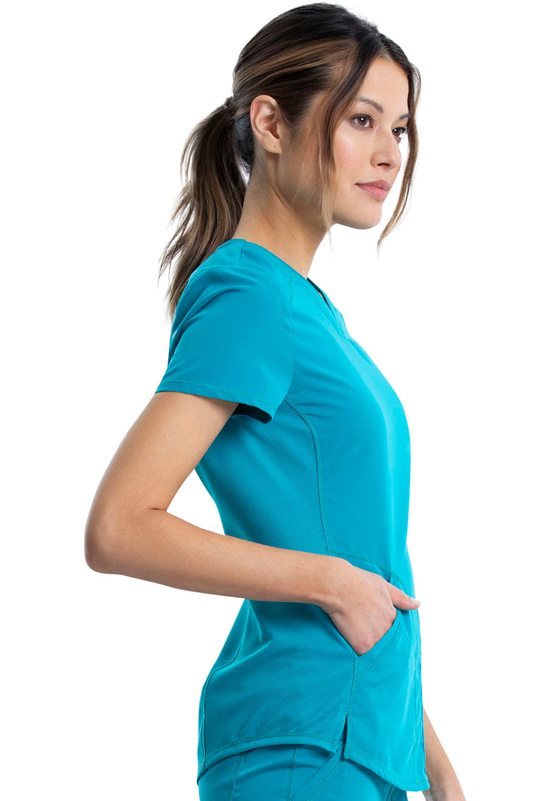Teal Blue - Cherokee Cherokee WW Revolution Women's Scrub Top - Right Side View