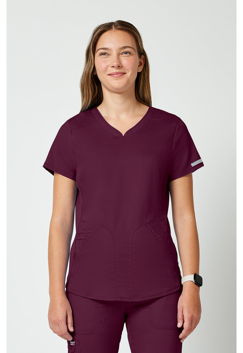 Wine - Cherokee WW Revolution Women's Scrub Top - Front View