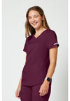 Wine - Cherokee Cherokee WW Revolution Women's Scrub Top - Left Side View