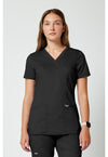 Black - Cherokee WW Revolution Women Scrub Top - Front View