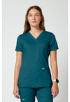 Caribbean Blue - Cherokee WW Revolution Women Scrub Top - Front View