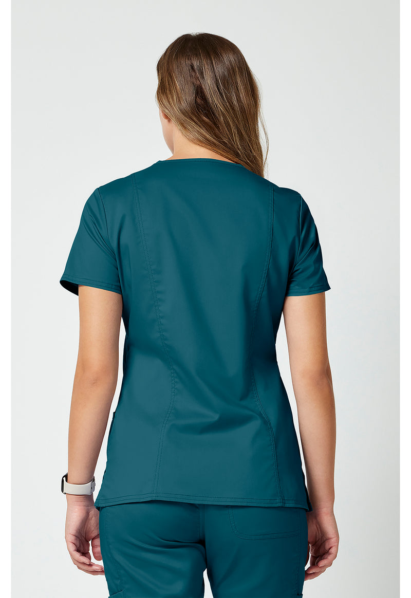 Caribbean Blue - Cherokee WW Revolution Women Scrub Top - Back View