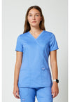 Ciel Blue - Cherokee WW Revolution Women Scrub Top - Front View