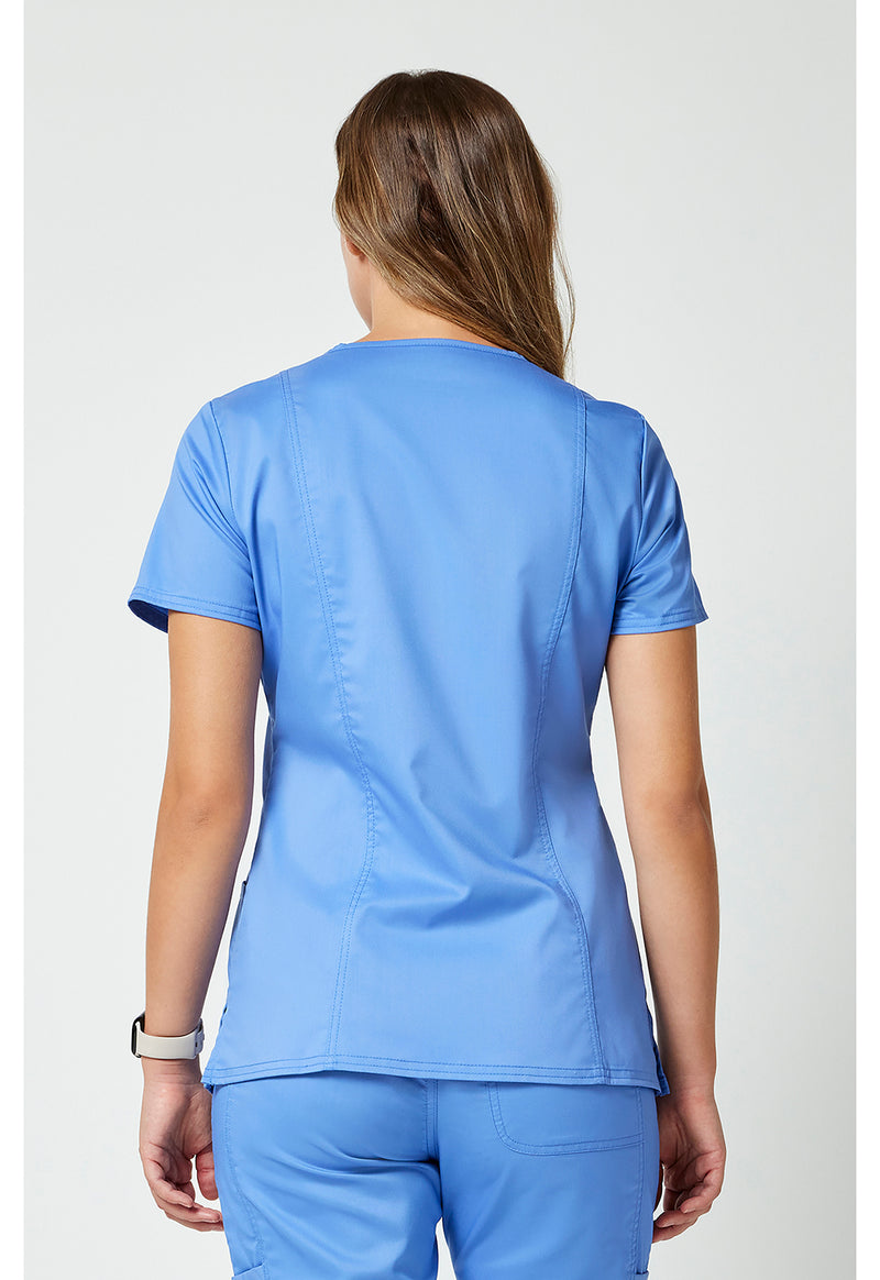 Ciel Blue - Cherokee WW Revolution Women Scrub Top - Back View
