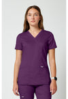 Eggplant - Cherokee WW Revolution Women Scrub Top - Front View