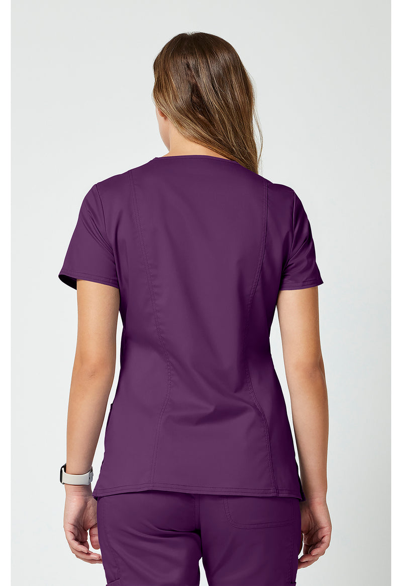 Eggplant - Cherokee WW Revolution Women Scrub Top - Back View