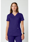 Grape - Cherokee WW Revolution Women Scrub Top - Front View
