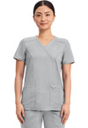 Grey - Cherokee WW Revolution Women Scrub Top - Front View