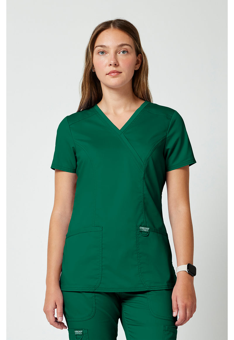 Hunter Green - Cherokee WW Revolution Women Scrub Top - Front View