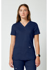 Navy - Cherokee WW Revolution Women Scrub Top - Front View