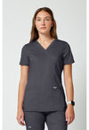 Pewter - Cherokee WW Revolution Women Scrub Top - Front View