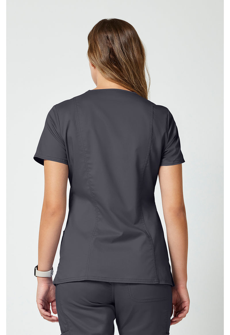 Pewter - Cherokee WW Revolution Women Scrub Top - Back View