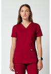 Red - Cherokee WW Revolution Women Scrub Top - Front View