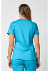 Turquoise - Cherokee WW Revolution Women Scrub Top - Back View