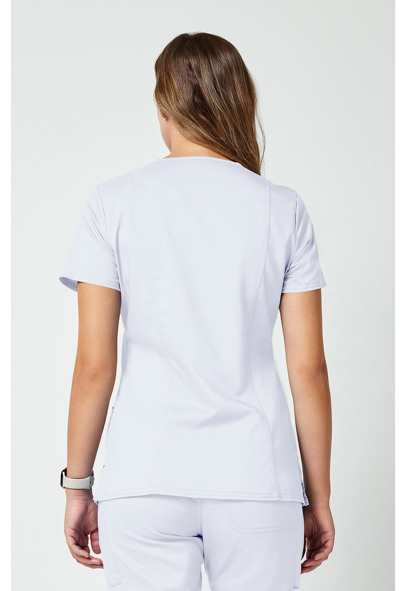 White - Cherokee WW Revolution Women Scrub Top - Back View