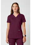Wine - Cherokee WW Revolution Women Scrub Top - Front View