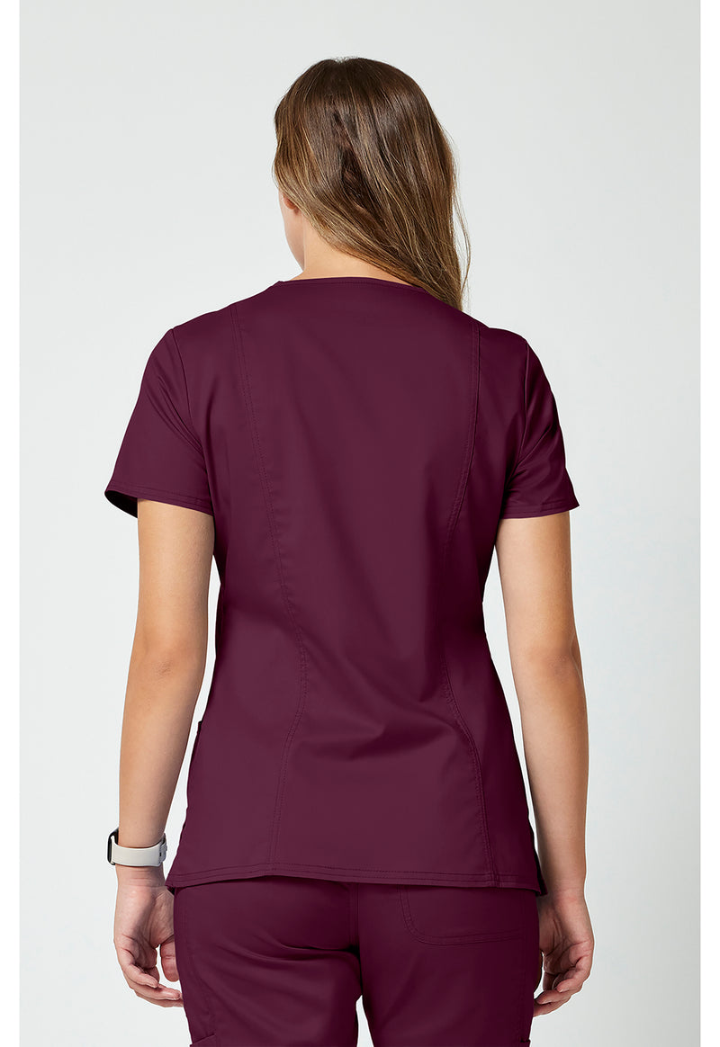 Wine - Cherokee WW Revolution Women Scrub Top - Back View