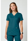 Caribbean Blue - Cherokee Cherokee WW Revolution Women's Scrub Top - Detail 4 View