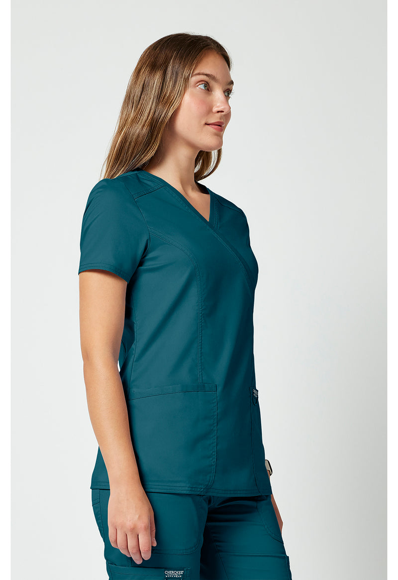 Caribbean Blue - Cherokee Cherokee WW Revolution Women's Scrub Top - Right Side View