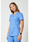 Ciel Blue - Cherokee Cherokee WW Revolution Women's Scrub Top - Left Side View