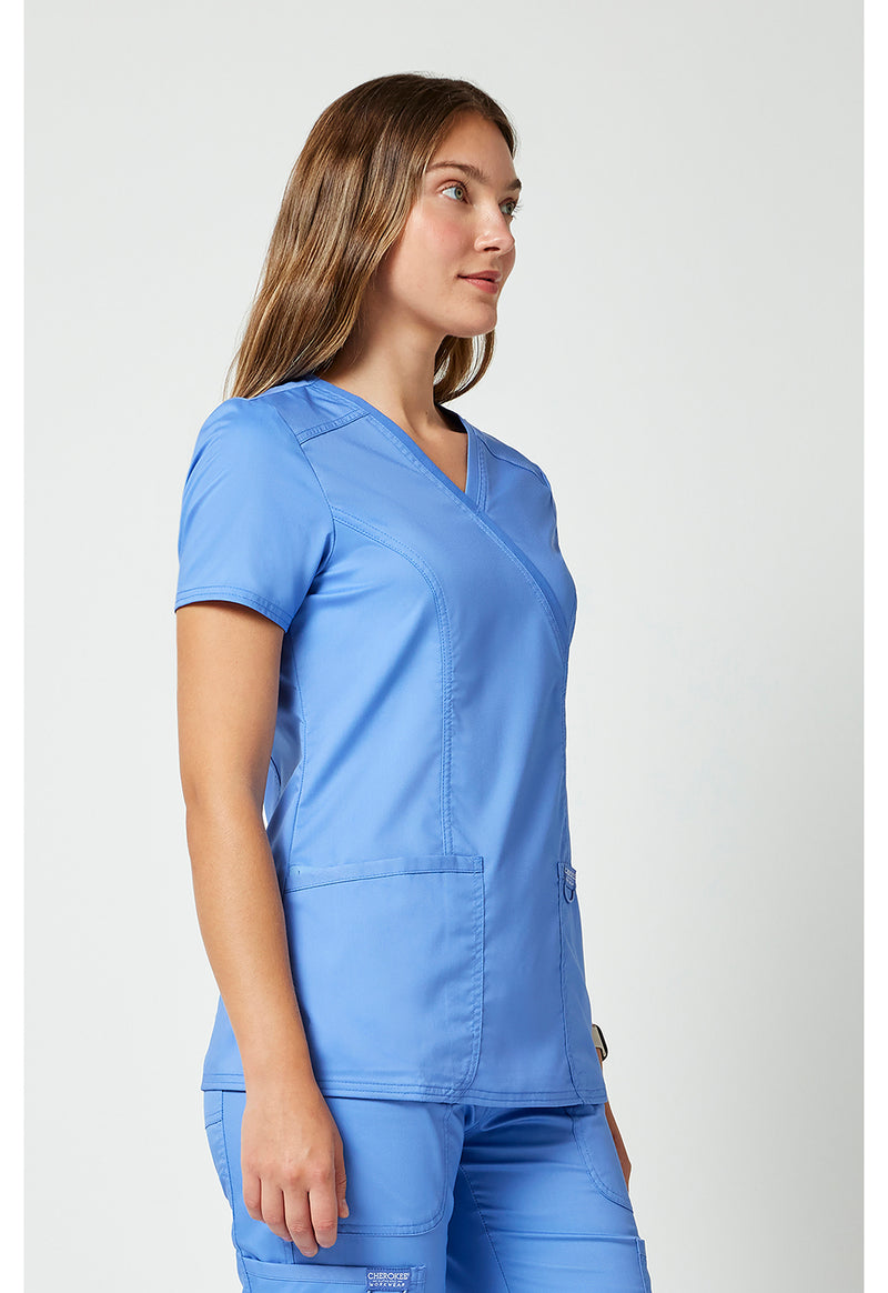 Ciel Blue - Cherokee Cherokee WW Revolution Women's Scrub Top - Right Side View