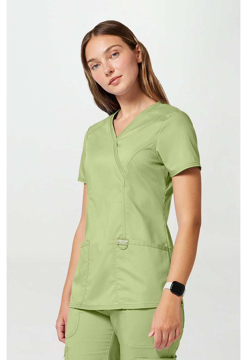 Cucumber - Cherokee Cherokee WW Revolution Women's Scrub Top - Left Side View