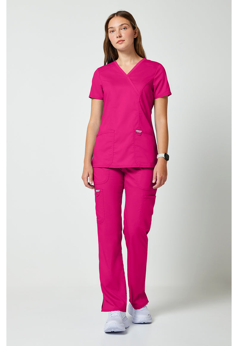 Electric Pink - Cherokee Cherokee WW Revolution Women's Scrub Top - Detail 1 View