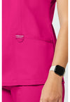 Electric Pink - Cherokee Cherokee WW Revolution Women's Scrub Top - Detail 3 View
