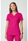 Electric Pink - Cherokee Cherokee WW Revolution Women's Scrub Top - Detail 4 View