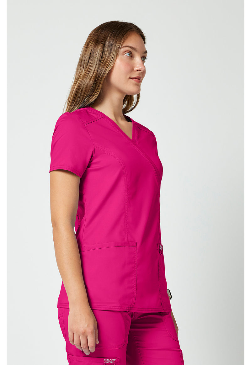 Electric Pink - Cherokee Cherokee WW Revolution Women's Scrub Top - Right Side View