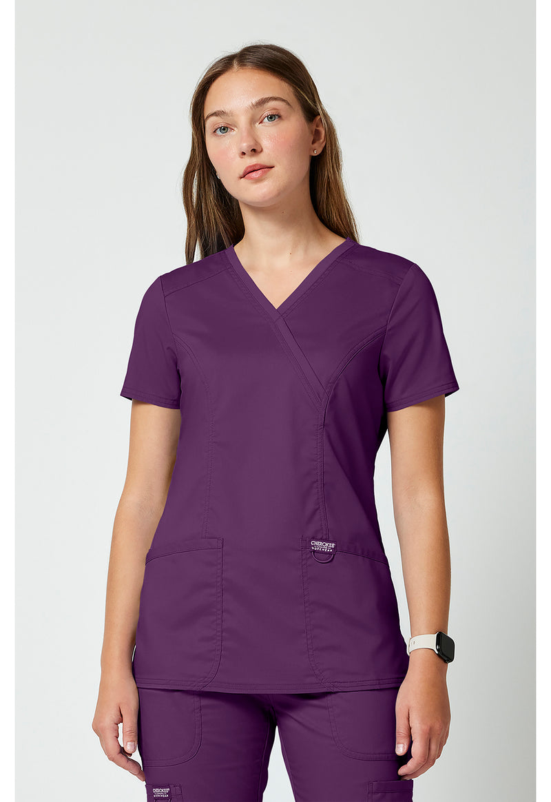 Eggplant - Cherokee Cherokee WW Revolution Women's Scrub Top - Detail 4 View